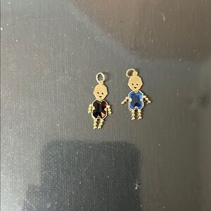 Gold Baby Charms with Black and Blue Accents